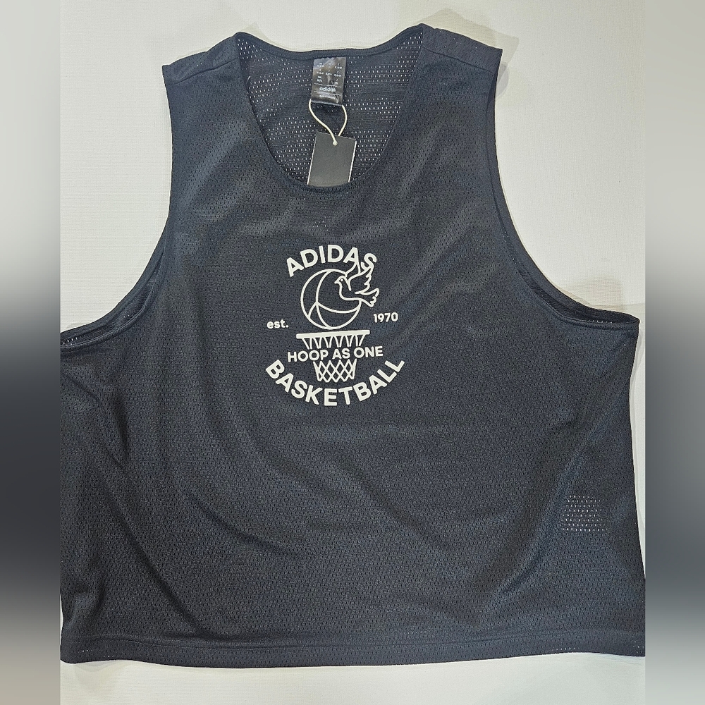 Adidas Basketball Jersey Womens Tank Top XL Black White Graphic‎ Team Activewear